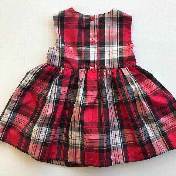 PASTOURELLE Metallic Plaid red black silver white fancy tulle dress baby 18 mo - Picture 4 of 13